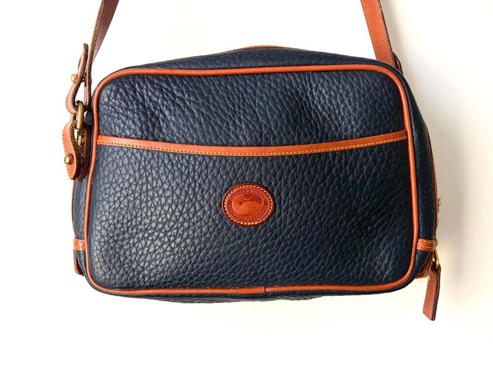 Dooney & Bourke Vintage All Weather Leather Camera Crossbody Bag Navy